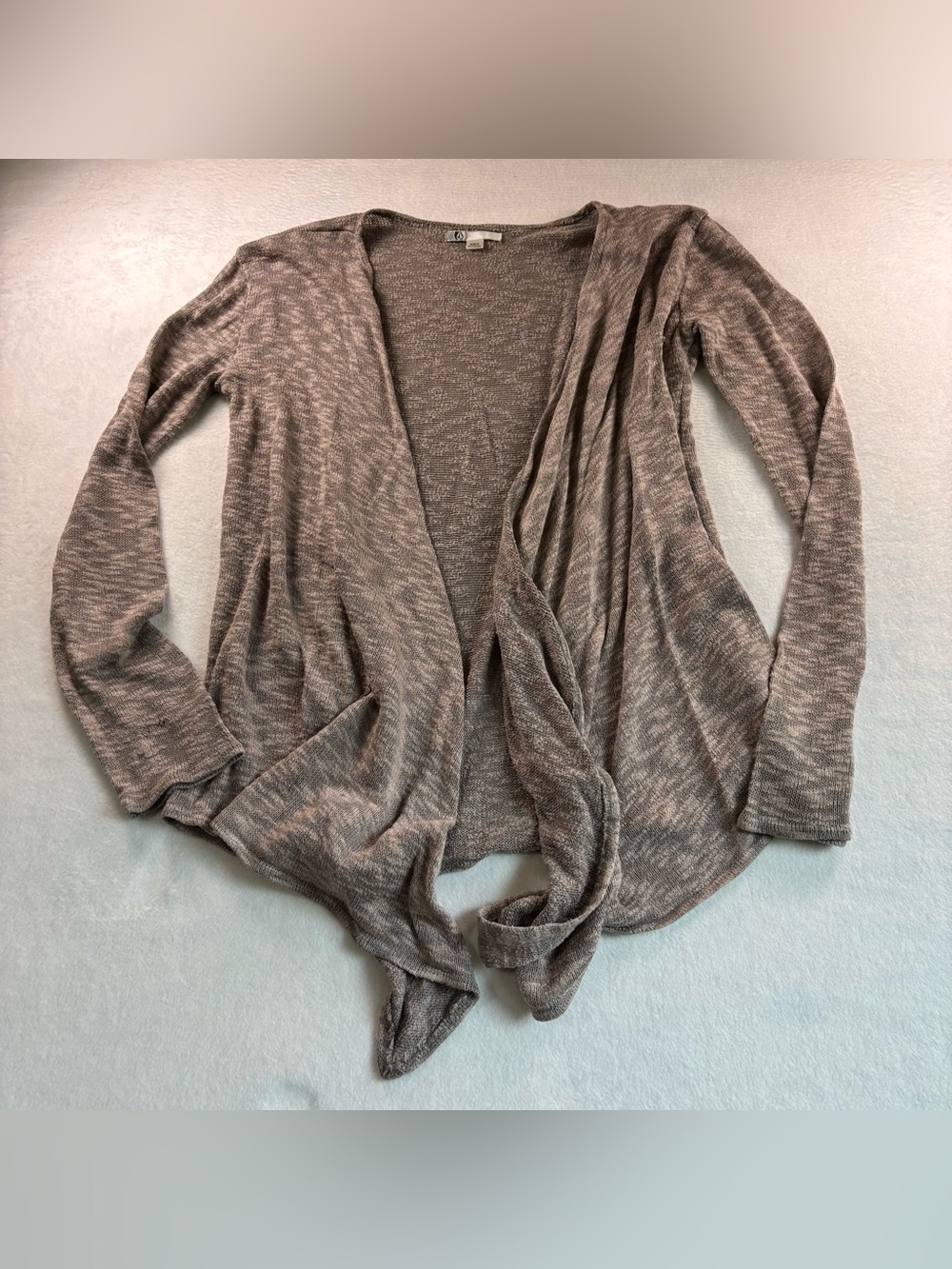Volcom Women's Taupe/Mocha Draped Open-Front Cardigan